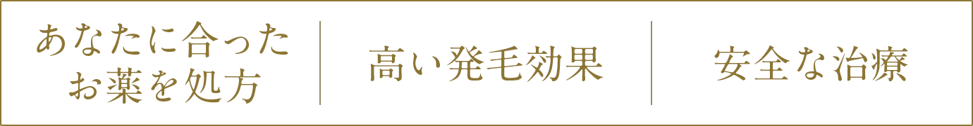 あなたに合ったお薬を処方 高い発毛効果 安全な治療