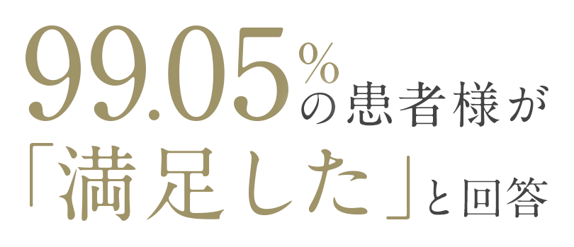 99.05%の患者様が「満足した」と回答