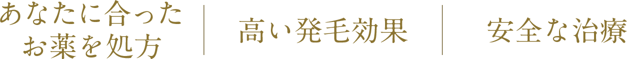 あなたに合ったお薬を処方 高い発毛効果 安全な治療
