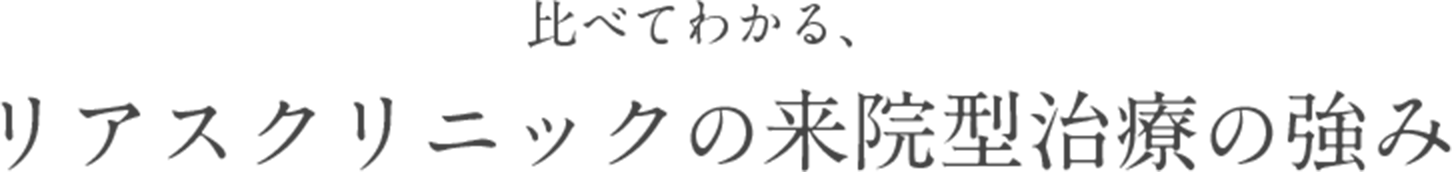 比べてわかる、リアスクリニックの来院型治療の強み