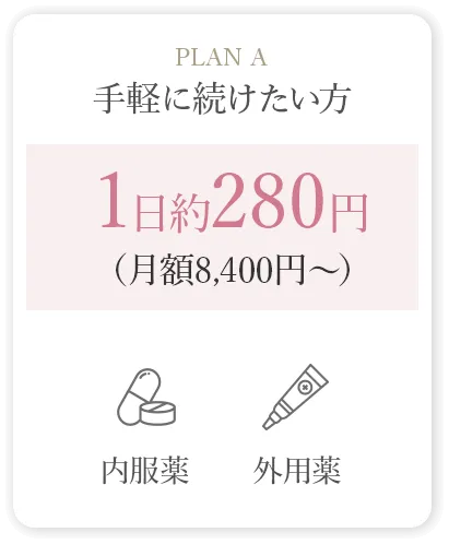 planA 手軽に続けたい方 1日約280円（月額8,400円〜）内服薬/外用薬